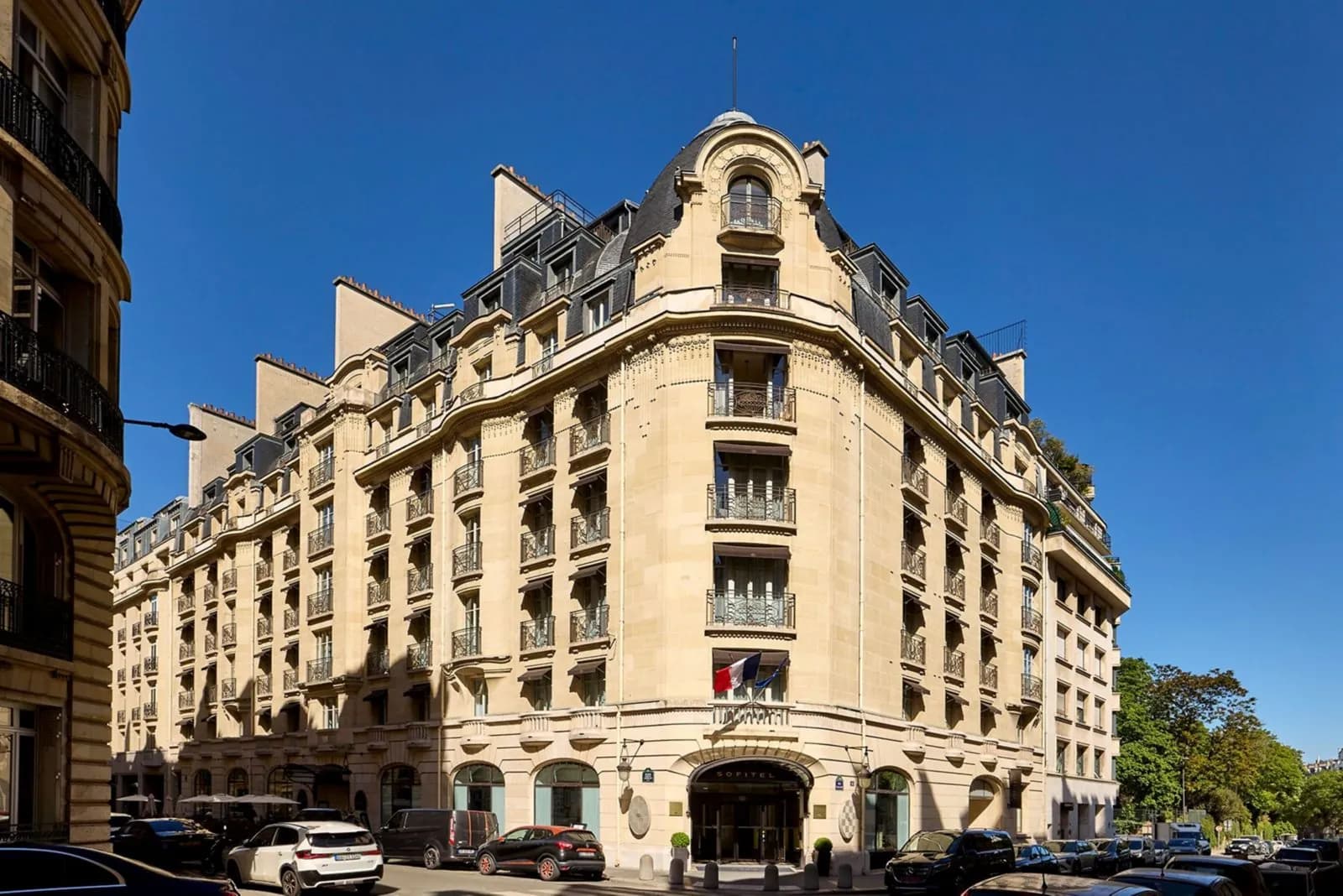 Sofitel Le Scribe Paris Opéra facade on the corner of rue Scribe and rue Auber, near the Palais Garnier