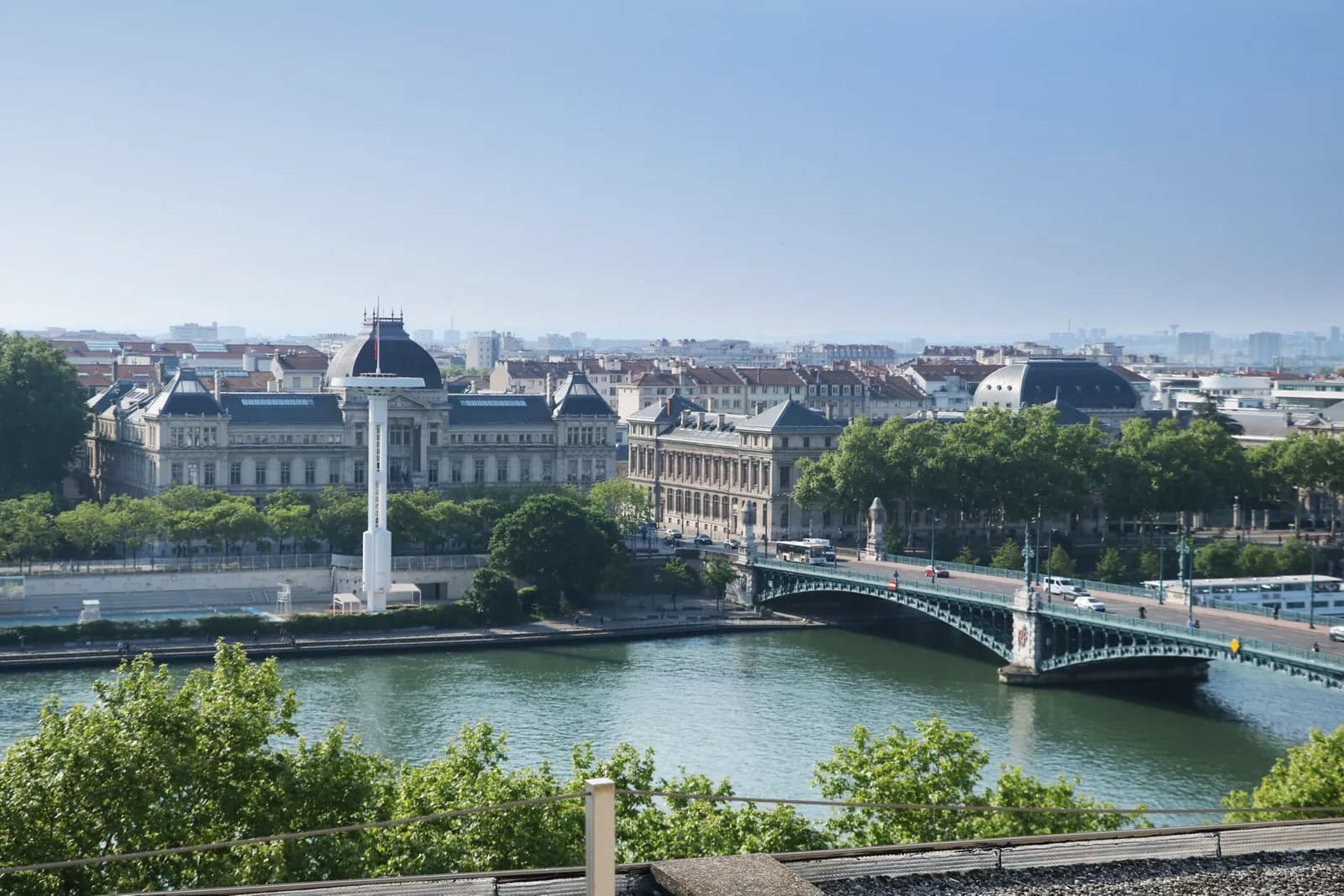 Panoramic view over the river and the city centre from the Sofitel Lyon Bellecour hotel, Lyon