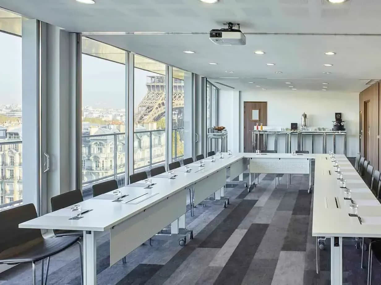 Boardroom with floor-to-ceiling windows, Paris 15e