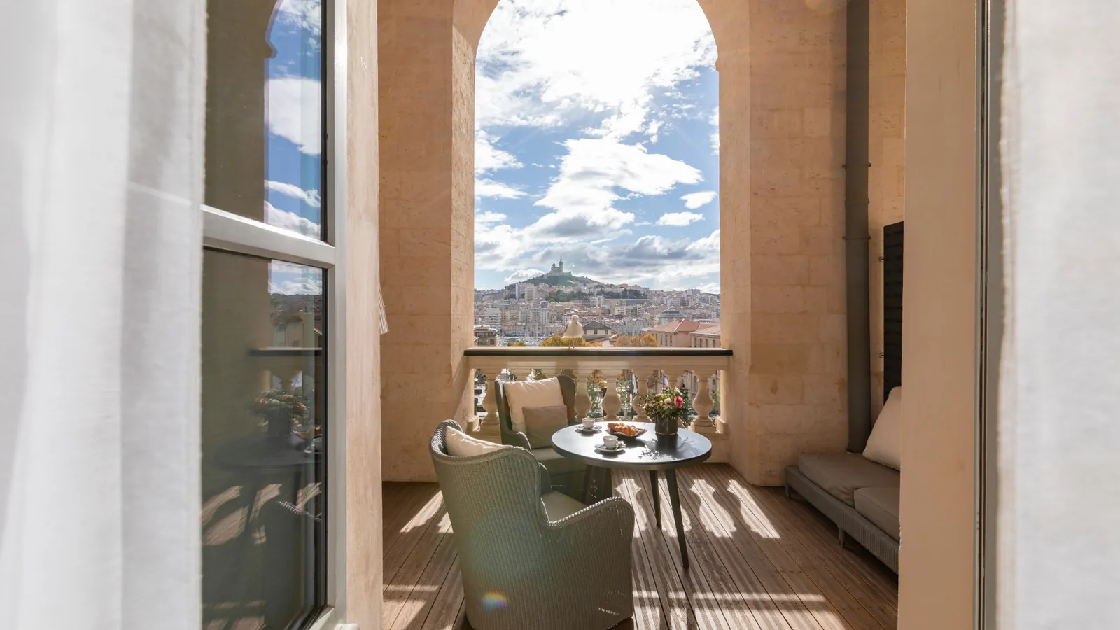 Terrace view of Notre-Dame de la Garde from InterContinental Marseille - Hôtel Dieu
