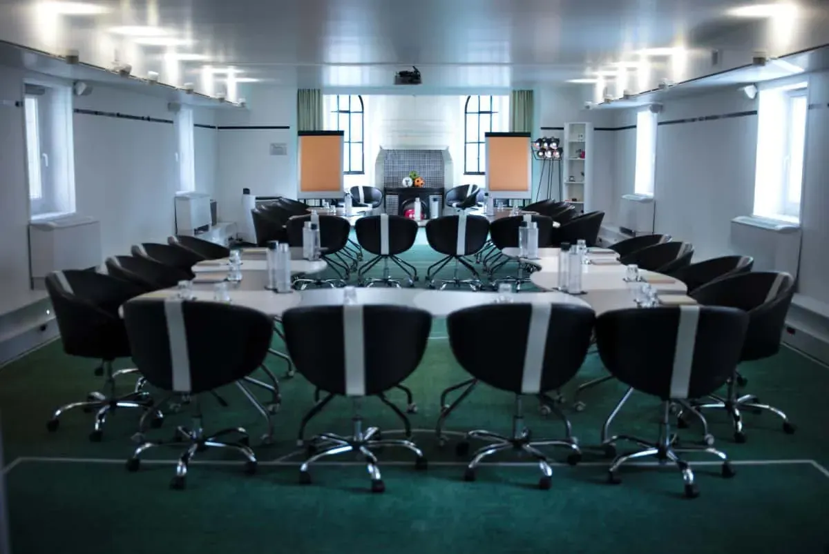 Themed room decorated with a football court motif