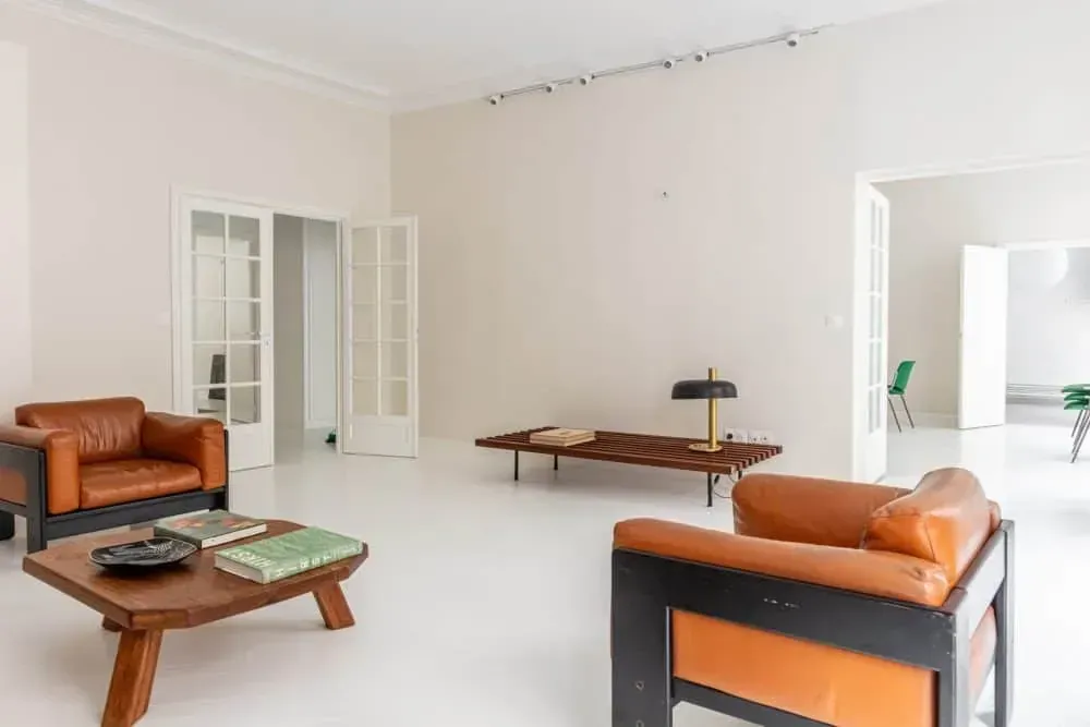 Showroom with leather seating and mid-century furniture