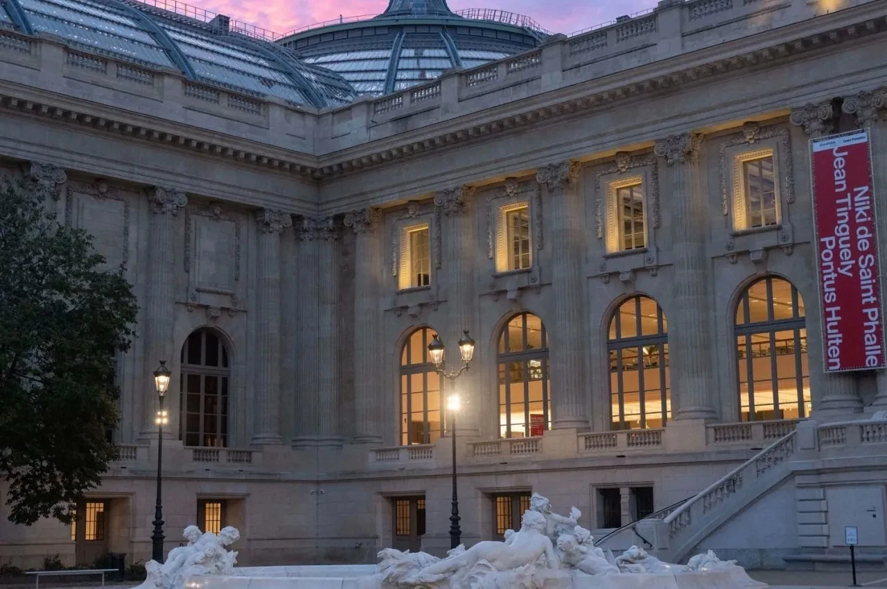 Facade of the Grand Palais at dusk